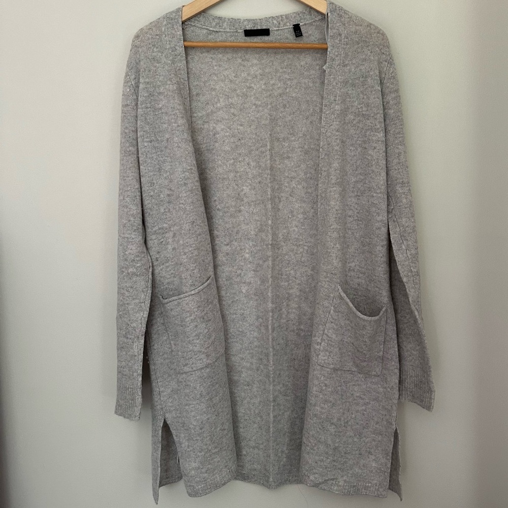 Gray ATM Open Cashmere Cardigan, Size S